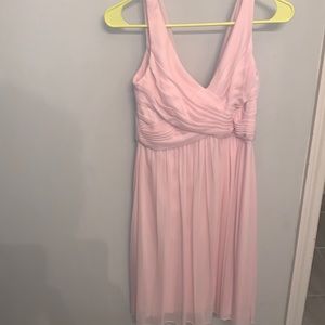 David’s Bridal pink chiffon dress